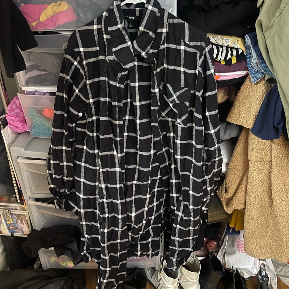 Torrid Black and White Plaid Jacket